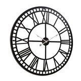 darrahopens Home & Garden > DIY Artiss 80CM Large Wall Clock Roman Numerals Round Metal Luxury Home Decor Black