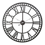 darrahopens Home & Garden > DIY Artiss 80CM Large Wall Clock Roman Numerals Round Metal Luxury Home Decor Black