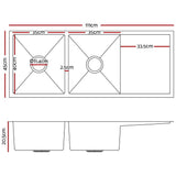 darrahopens Home & Garden > DIY Cefito 111cm x 45cm Stainless Steel Kitchen Sink Under/Top/Flush Mount Silver