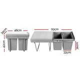 darrahopens Home & Garden > DIY Cefito 2x20L Pull Out Bin - Grey