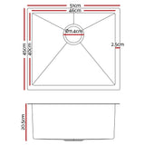 darrahopens Home & Garden > DIY Cefito 51cm x 45cm Stainless Steel Kitchen Sink Under/Top/Flush Mount Black