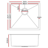 darrahopens Home & Garden > DIY Cefito 51cm x 45cm Stainless Steel Kitchen Sink Under/Top/Flush Mount Silver