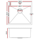 darrahopens Home & Garden > DIY Cefito 53cm x 50cm Stainless Steel Kitchen Sink Under/Top/Flush Mount Silver
