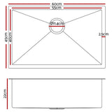 darrahopens Home & Garden > DIY Cefito 60cm x 45cm Stainless Steel Kitchen Sink Under/Top/Flush Mount Black