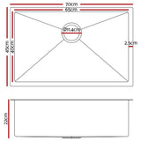 darrahopens Home & Garden > DIY Cefito 70cm x 45cm Stainless Steel Kitchen Sink Under/Top/Flush Mount Black