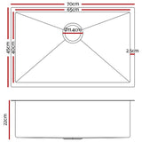 darrahopens Home & Garden > DIY Cefito 70cm x 45cm Stainless Steel Kitchen Sink Under/Top/Flush Mount Silver