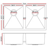 darrahopens Home & Garden > DIY Cefito 77cm x 45cm Stainless Steel Kitchen Sink Under/Top/Flush Mount Black
