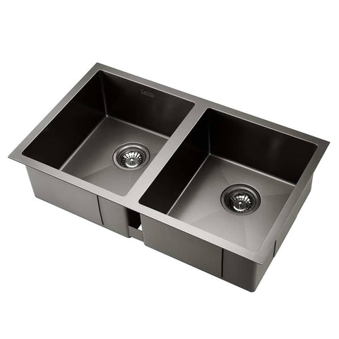 darrahopens Home & Garden > DIY Cefito 77cm x 45cm Stainless Steel Kitchen Sink Under/Top/Flush Mount Black