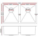 darrahopens Home & Garden > DIY Cefito 77cm x 45cm Stainless Steel Kitchen Sink Under/Top/Flush Mount Silver
