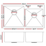 darrahopens Home & Garden > DIY Cefito 80cm x 45cm Stainless Steel Kitchen Sink Flush/Drop-in Mount Silver