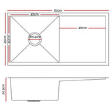 darrahopens Home & Garden > DIY Cefito 87cm x 45cm Stainless Steel Kitchen Sink Under/Top/Flush Mount Silver