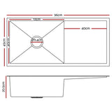 darrahopens Home & Garden > DIY Cefito 96cm x 45cm Stainless Steel Kitchen Sink Under/Top/Flush Mount Silver