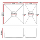 darrahopens Home & Garden > DIY Cefito Homemade Kitchen Sink Stainless Steel Sink 71cm x 45cm