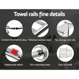 darrahopens Home & Garden > DIY Devanti Electric Heated Towel Rail Warmer Heater Rails Rack Wall Mounted 14 Bar