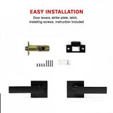 darrahopens Home & Garden > DIY Door Handle Set Lever Lock Function Square Black