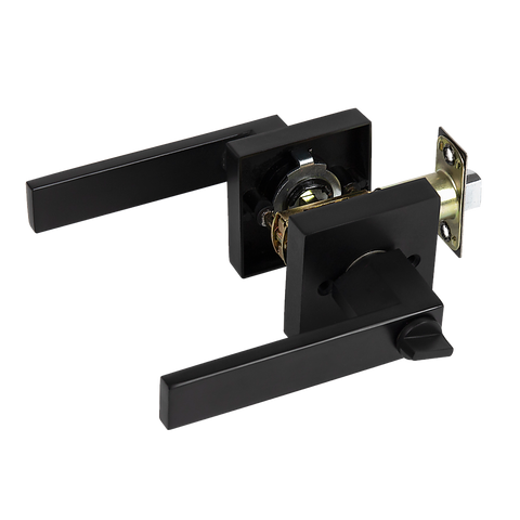 darrahopens Home & Garden > DIY Door Handle Set Lever Lock Function Square Black
