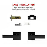 darrahopens Home & Garden > DIY Door Handle Set Lever Passage Function Square Black
