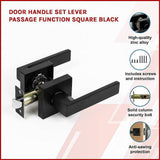 darrahopens Home & Garden > DIY Door Handle Set Lever Passage Function Square Black