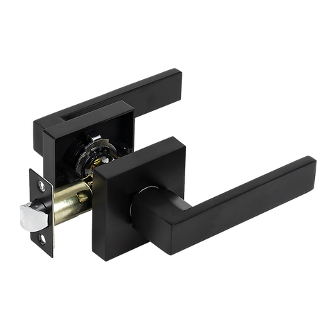 darrahopens Home & Garden > DIY Door Handle Set Lever Passage Function Square Black