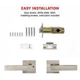 darrahopens Home & Garden > DIY Door Handle Set Lever Passage Function Square Satin Nickel