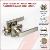 darrahopens Home & Garden > DIY Door Handle Set Lever Passage Function Square Satin Nickel