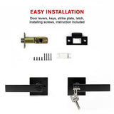darrahopens Home & Garden > DIY Door Handle Set Lever Privacy Function Square Black