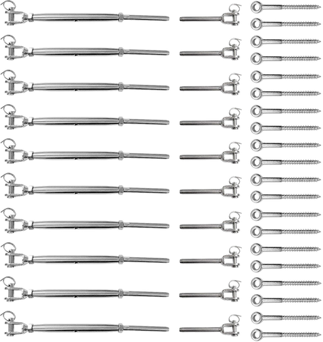 darrahopens Home & Garden > DIY Stainless Steel Wire Rope DIY Balustrade Kit Jaw/Swage Fork Turnbuckle - 10 pack