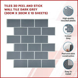 darrahopens Home & Garden > DIY Tiles 3D Peel and Stick Wall Tile Dark Grey (30cm x 30cm x 10 sheets)