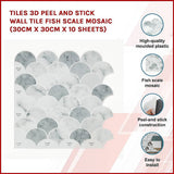 darrahopens Home & Garden > DIY Tiles 3D Peel and Stick Wall Tile  Fish Scale Mosaic (30cm x 30cm x 10 sheets)