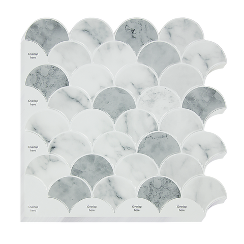 darrahopens Home & Garden > DIY Tiles 3D Peel and Stick Wall Tile  Fish Scale Mosaic (30cm x 30cm x 10 sheets)
