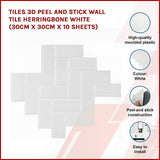 darrahopens Home & Garden > DIY Tiles 3D Peel and Stick Wall Tile Herringbone White (30cm x 30cm x 10 sheets)