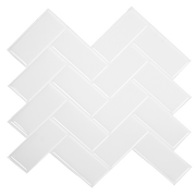 darrahopens Home & Garden > DIY Tiles 3D Peel and Stick Wall Tile Herringbone White (30cm x 30cm x 10 sheets)