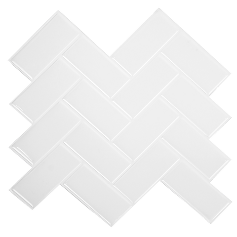 darrahopens Home & Garden > DIY Tiles 3D Peel and Stick Wall Tile Herringbone White (30cm x 30cm x 10 sheets)