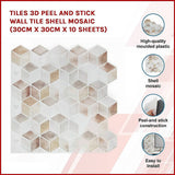 darrahopens Home & Garden > DIY Tiles 3D Peel and Stick Wall Tile Shell Mosaic (30cm x 30cm x 10 sheets)
