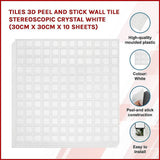 darrahopens Home & Garden > DIY Tiles 3D Peel and Stick Wall Tile Stereoscopic Crystal White (30cm x 30cm x 10 sheets)