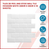 darrahopens Home & Garden > DIY Tiles 3D Peel and Stick Wall Tile Subway White (30 x 30cm x 10 sheets)