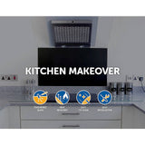 darrahopens Home & Garden > DIY Toughened 90cm x 70cm Black Glass Kitchen Splashback