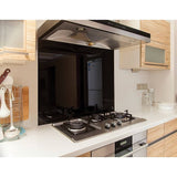darrahopens Home & Garden > DIY Toughened 90cm x 70cm Black Glass Kitchen Splashback