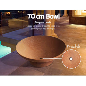 darrahopens Home & Garden > Firepits Grillz Fire Pit Charcoal Vintage Campfire Burner Rust Outdoor Steel Bowl 70CM