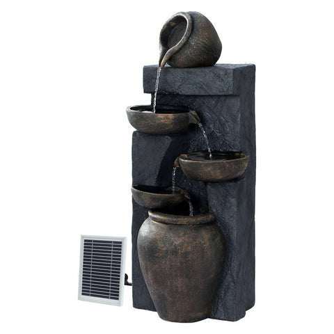 Darrahopens Home & Garden > Fountains Gardeon Solar Water Fountain Features Outdoor 5 Tiered Cascading Bird Bath