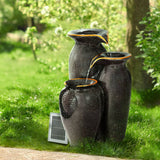 Darrahopens Home & Garden > Fountains Gardeon Water Fountain Features Solar with LED Lights Outdoor Cascading 3 Tired