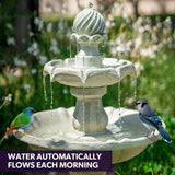 Darrahopens Home & Garden > Fountains PROTEGE 3 Tier Solar Powered Water Feature Fountain Bird Bath - Light Grey
