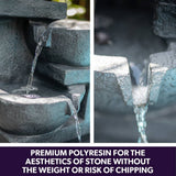 Darrahopens Home & Garden > Fountains PROTEGE Solar Fountain Water Feature Outdoor 4 Bowl with LED Lights - Charcoal