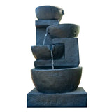Darrahopens Home & Garden > Fountains PROTEGE Solar Fountain Water Feature Outdoor 4 Bowl with LED Lights - Charcoal