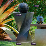 Darrahopens Home & Garden > Fountains PROTEGE Solar Water Fountain Pump Twisted Design Outdoor with LED Lights - Black