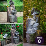 Darrahopens Home & Garden > Fountains PROTEGE Water Fountain Solar Powered 3 Tiered Battery Outdoor Bird Bath with LED Lights
