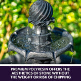 Darrahopens Home & Garden > Fountains PROTEGE Water Fountain Solar Powered 3 Tiered Battery Outdoor Bird Bath with LED Lights