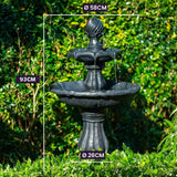 Darrahopens Home & Garden > Fountains PROTEGE Water Fountain Solar Powered 3 Tiered Battery Outdoor Bird Bath with LED Lights