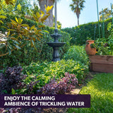 Darrahopens Home & Garden > Fountains PROTEGE Water Fountain Solar Powered 3 Tiered Battery Outdoor Bird Bath with LED Lights