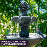 Darrahopens Home & Garden > Fountains PROTEGE Water Fountain Solar Powered 3 Tiered Battery Outdoor Bird Bath with LED Lights